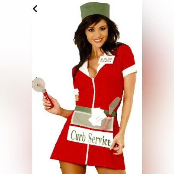 🎃 Halloween Costume Sexy Pizza Girl 🍕 Retro Size- 1X - Picture 3 of 3